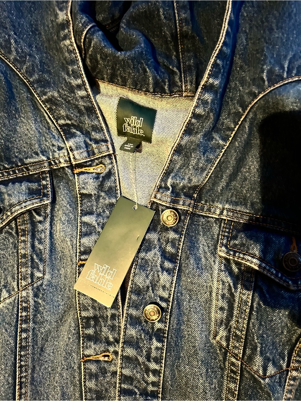 wild fable Hooded‎ Denim Jacket in Blue - Picture 5 of 6